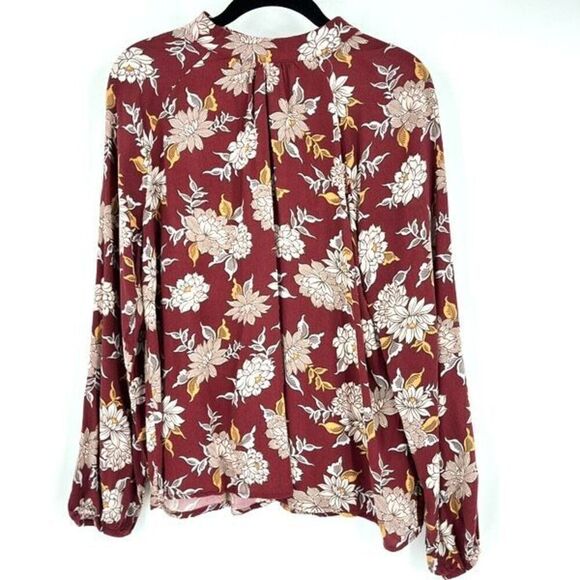 C&C California Floral‎ Blouse Medium Fall Autumn Colors Flowy Loose Bohemian - Picture 1 of 9